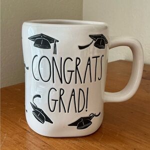Rae Dunn White & Black "Congrats Grad!" Ceramic Mug
